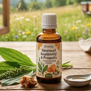 Skorocel kopijovitý & Propolis – Prírodná bylinná tinktúra na podporu dýchacích ciest a obranyschopnosti